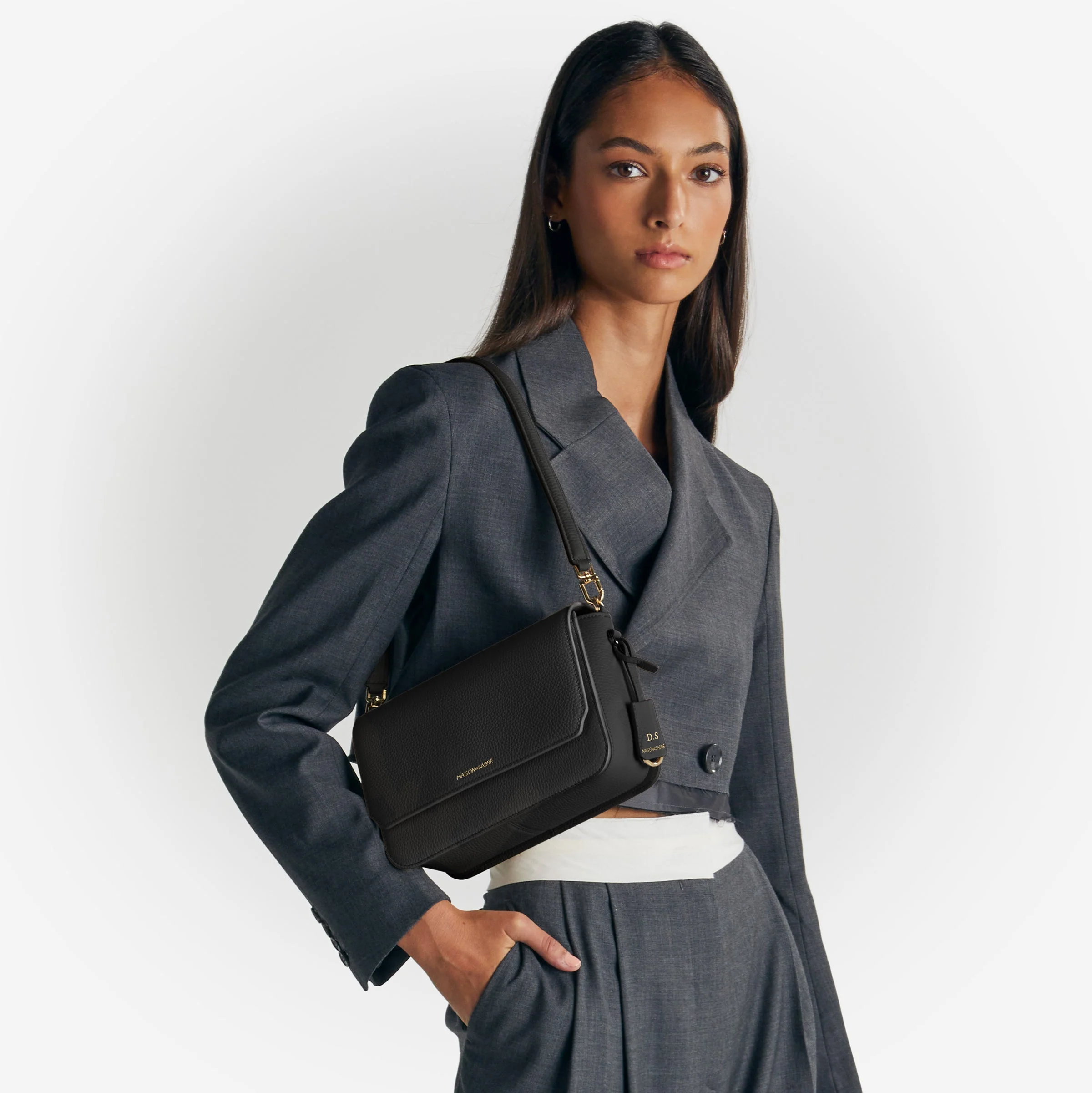 The Medium Flap Bag - Black Caviar - Image 3