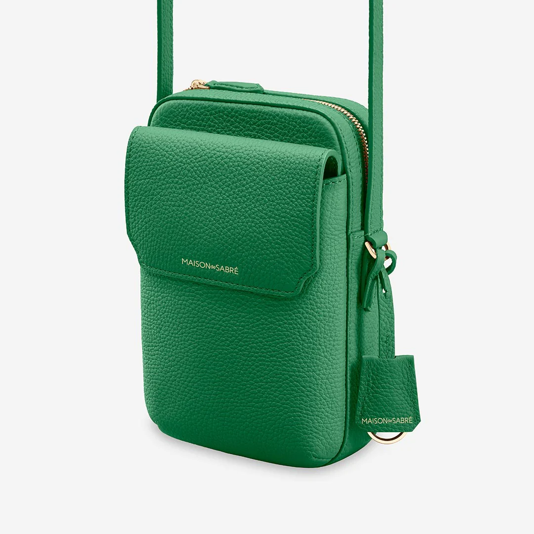 The Zipped Phone Pouch - Emerald Green - Image 4